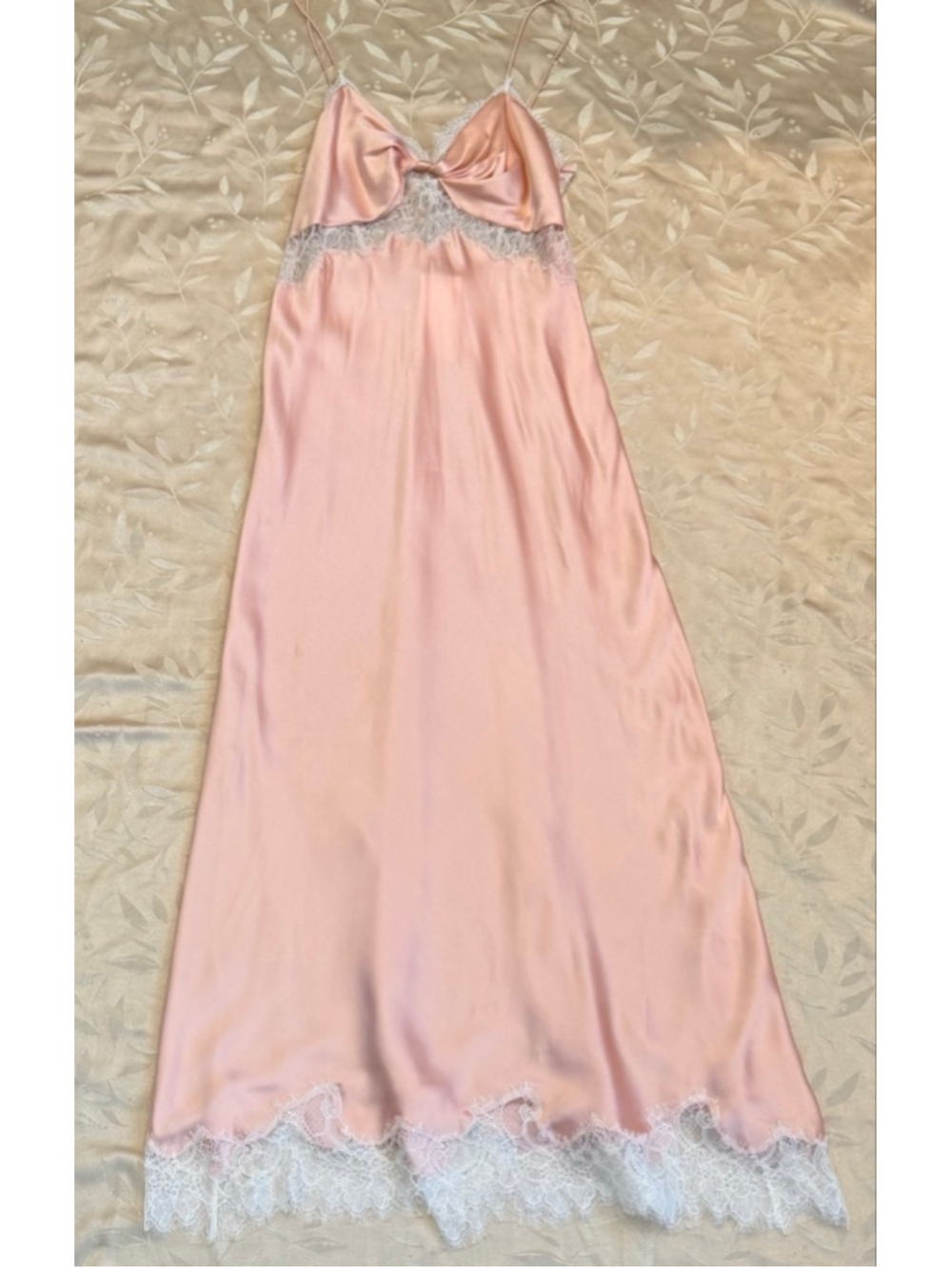 LoveShackFancy Orianna Silk Maxi Dress Peche Pink Lace 8 NWT - Picture 6 of 10